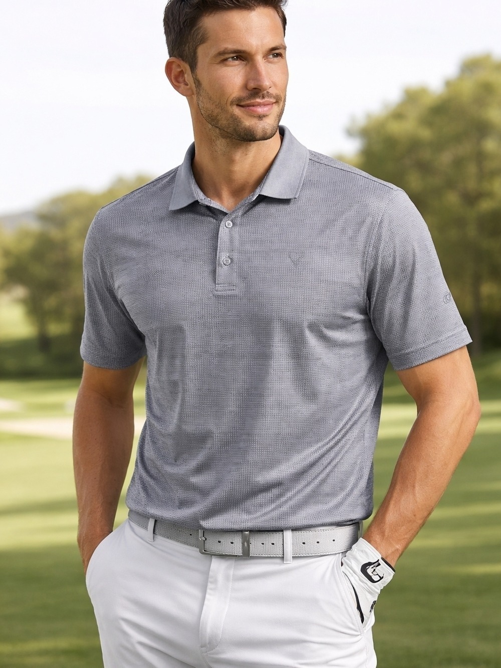 Men's Callaway Opti-Dri Gray Micro Dot Golf Polo Shirt XL Performance Athletic